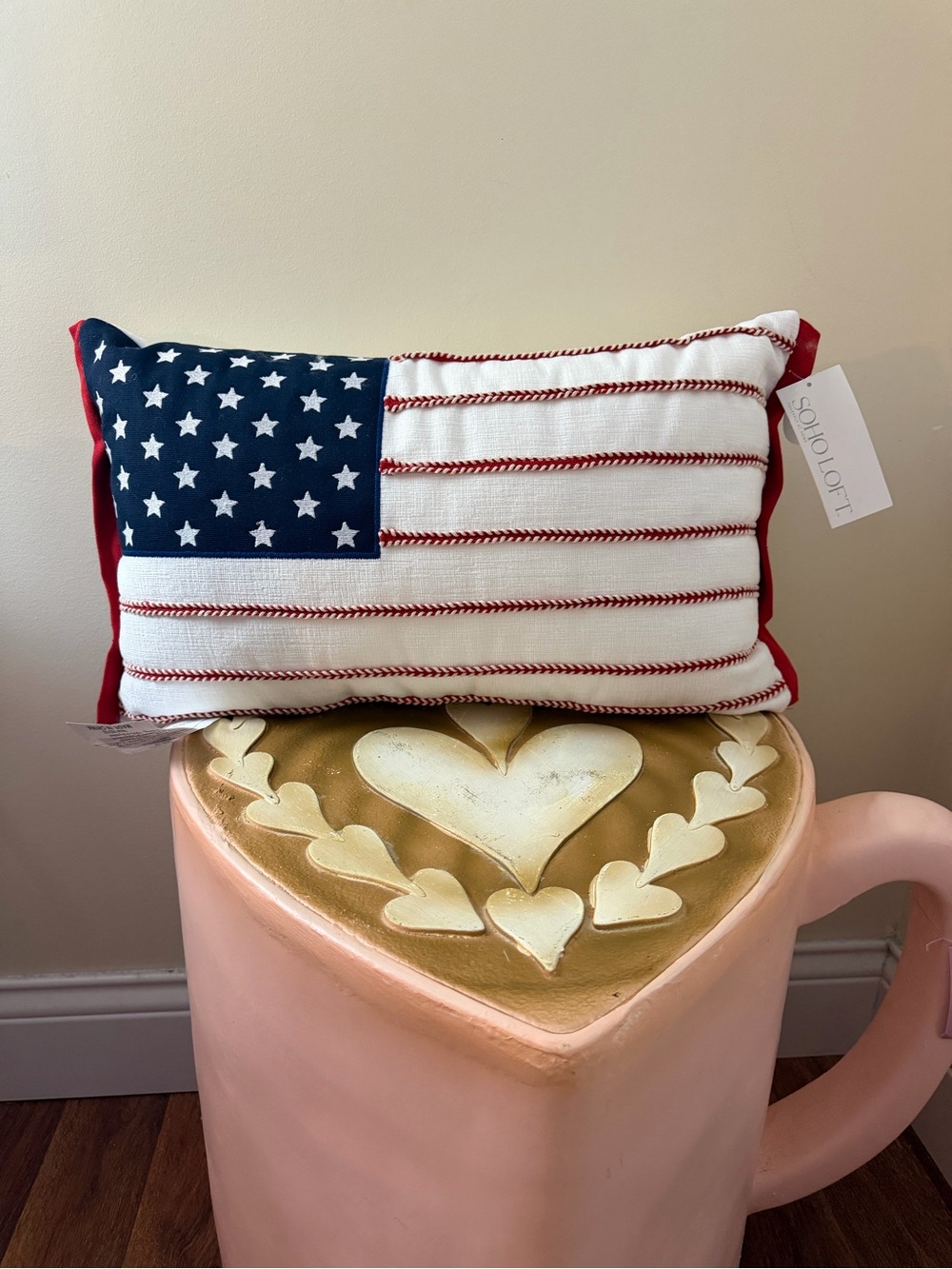Soho Loft 4th of July American Flag with Baseball Stitching Pillow